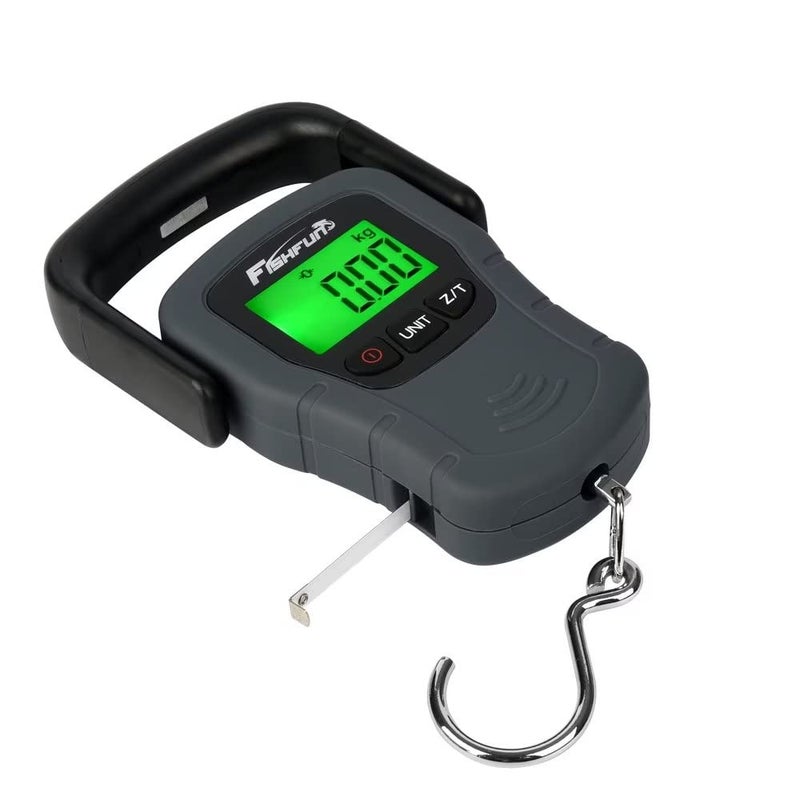 Fishfun Digital Fish Scale, Electronic Hanging Fish Weight Scale with Large Handle & Measuring Tape, 110lb/50kg Fishing Scale, 3 AAA Batteries Included, Fishing Gifts for Men - Image 1