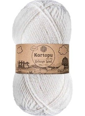 Kartopu - Melange Wool K010 5 Pieces Woolen Hand Knitting Yarn White - Image 1
