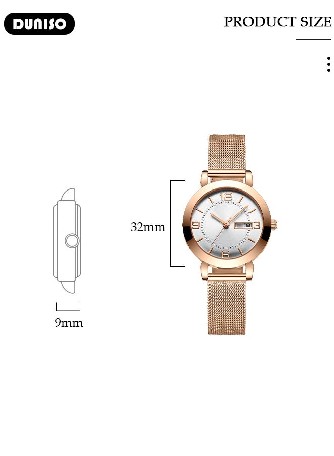 DUNISO Women's watches, Korean-style simple women's watches, water-resistant women's wristwatches, luminous women's watches, women's elegant watches, non-mechanical watches - Image 5