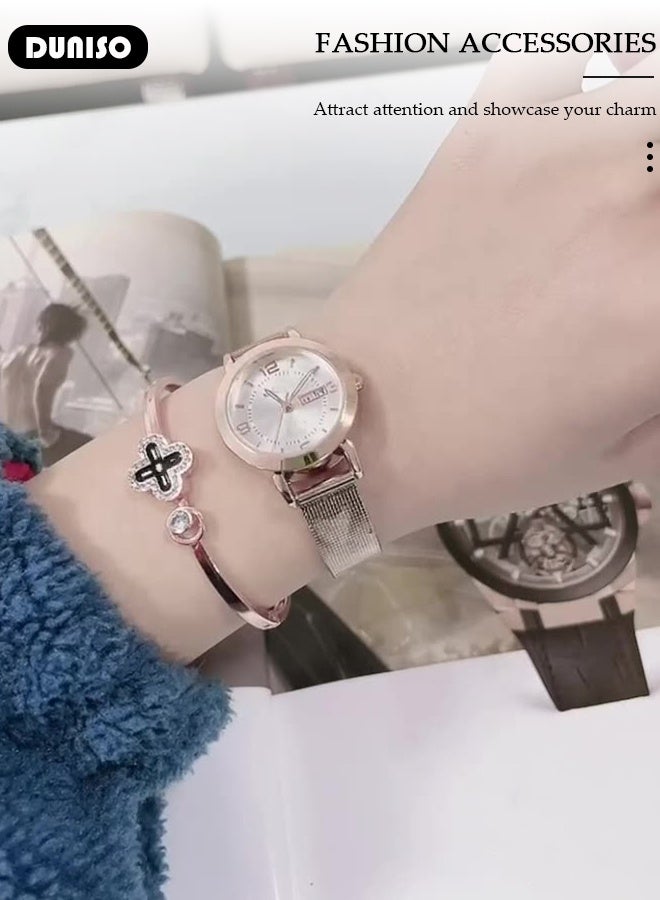 DUNISO Women's watches, Korean-style simple women's watches, water-resistant women's wristwatches, luminous women's watches, women's elegant watches, non-mechanical watches - Image 3