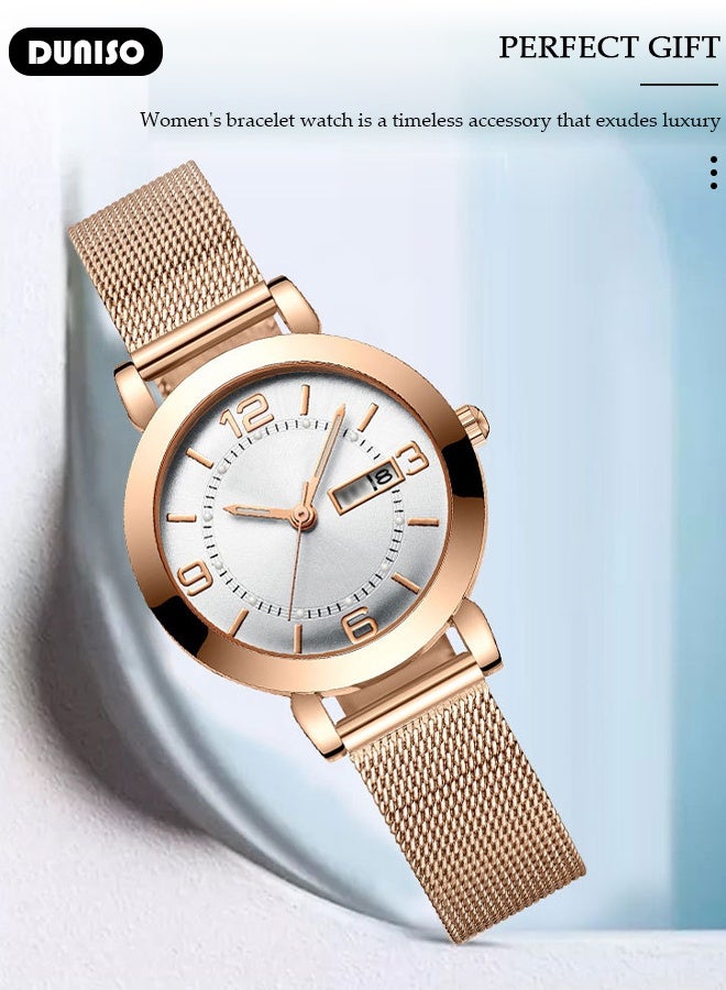 DUNISO Women's watches, Korean-style simple women's watches, water-resistant women's wristwatches, luminous women's watches, women's elegant watches, non-mechanical watches - Image 2