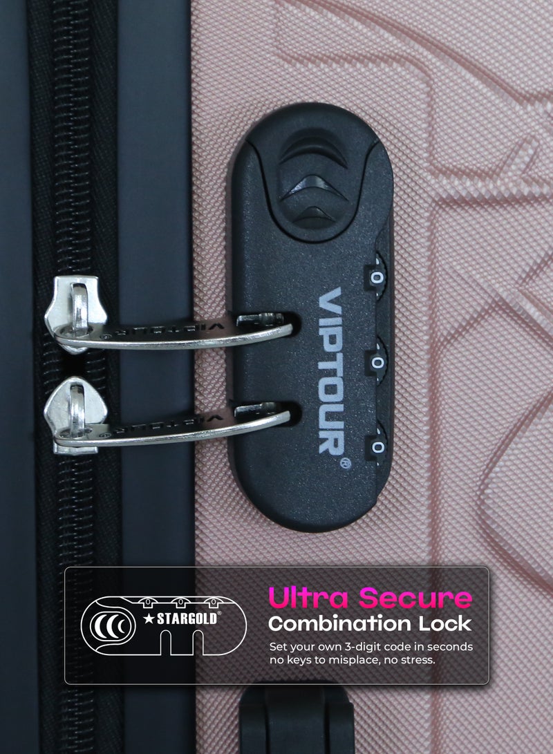 VIPTOUR Luggage Set 3Pcs ABS Trolley Bag Set With Number Lockable System - Image 3