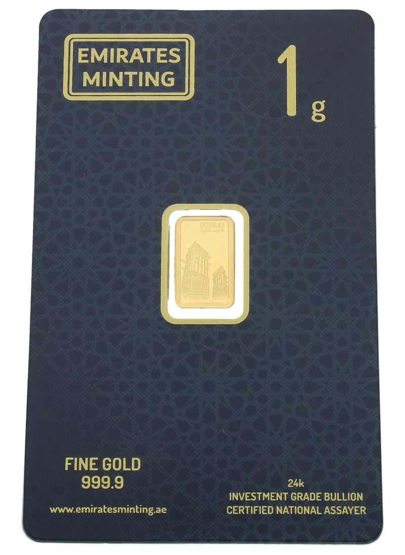 EMIRATES MINTING - Emirates Minting 1 Gram UAE Heritage Building Gold Bar 999.9 Purity - Image 1