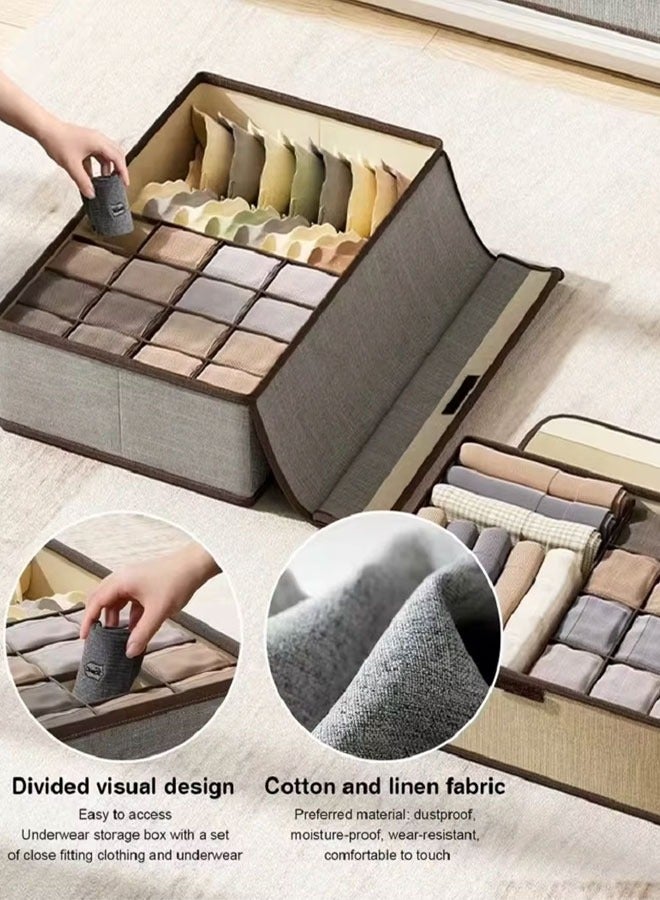 Underwear Storage Box Underwear Drawer Organizer Dividers Foldable Fabric Closet Organizers and Storage, Dresser Drawer Dividers for Baby Clothes, Bra, Scarves, Belt, Tie（Grey）  - Image 4