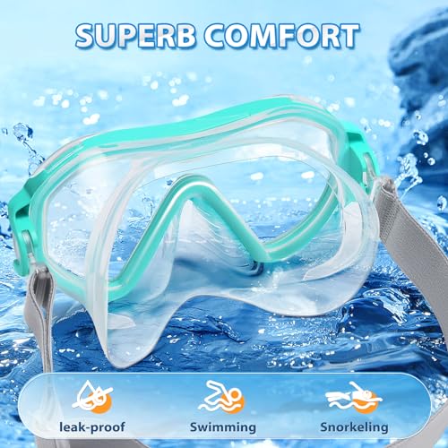 Supertrip Adult Swim Goggles Swimming Goggles with Nose Cover Elastic Fabric Strap Tempered Glass Snorkeling Gear for Adults - Image 4