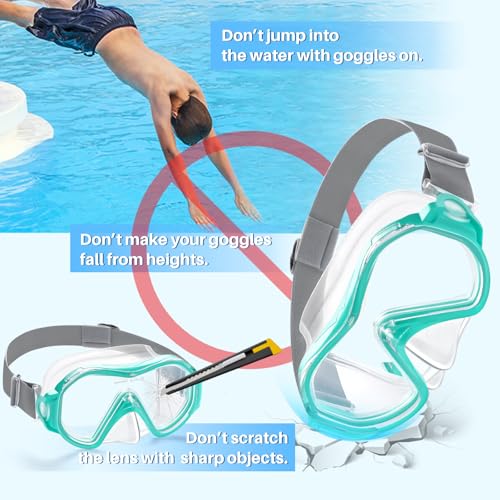 Supertrip Adult Swim Goggles Swimming Goggles with Nose Cover Elastic Fabric Strap Tempered Glass Snorkeling Gear for Adults - Image 3