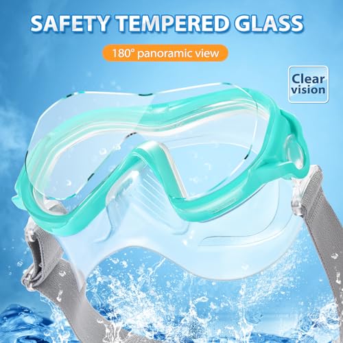 Supertrip Adult Swim Goggles Swimming Goggles with Nose Cover Elastic Fabric Strap Tempered Glass Snorkeling Gear for Adults - Image 2