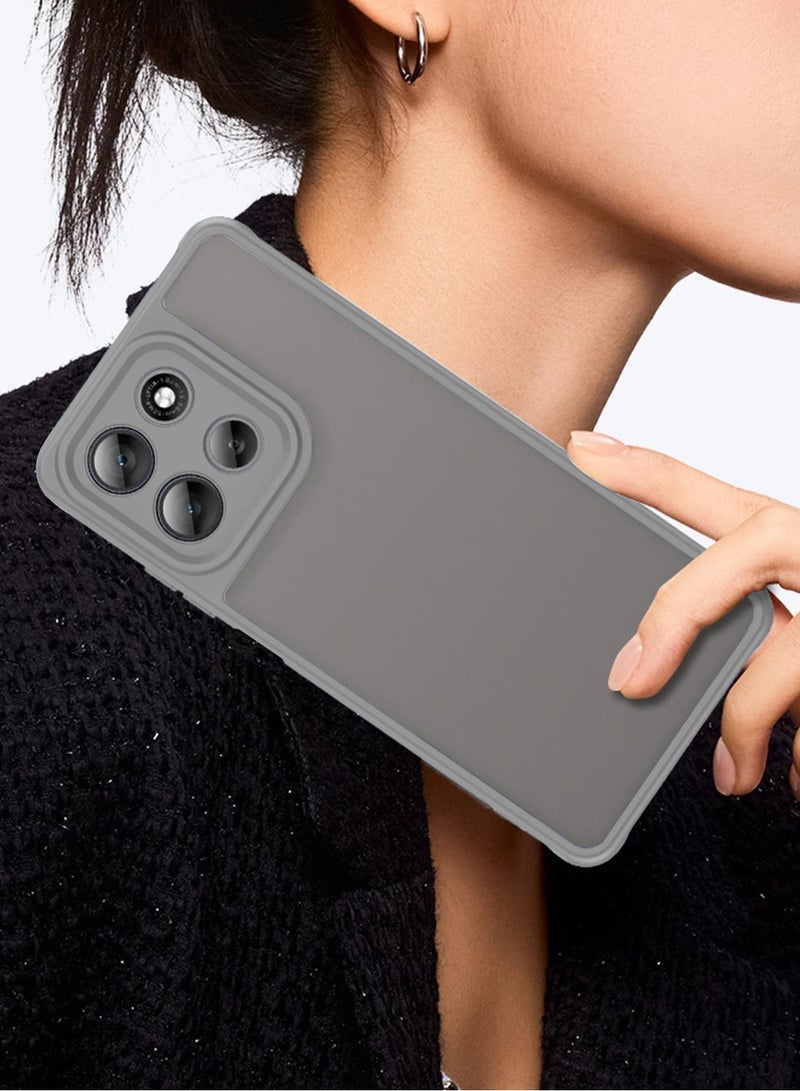 Wtech Motorola Moto G56 5G 2025 Hybrid TPU Silicone with Raised Camera Slim Armour Case Cover (MCAPSA) - Clear/Grey - Image 2