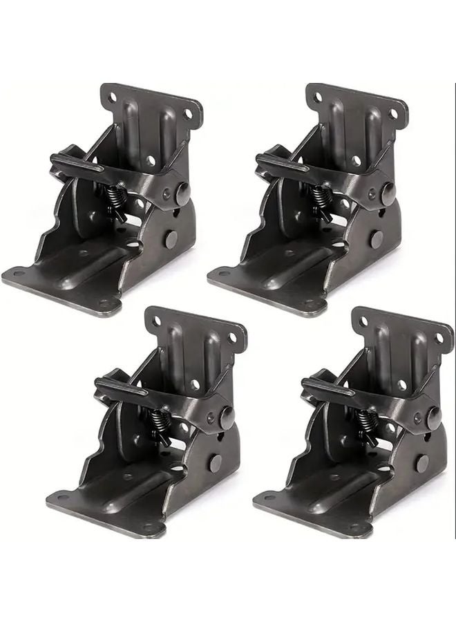 4 Pack Black Heavy Duty Steel Folding Brackets 500lb Capacity With Screws - Image 1