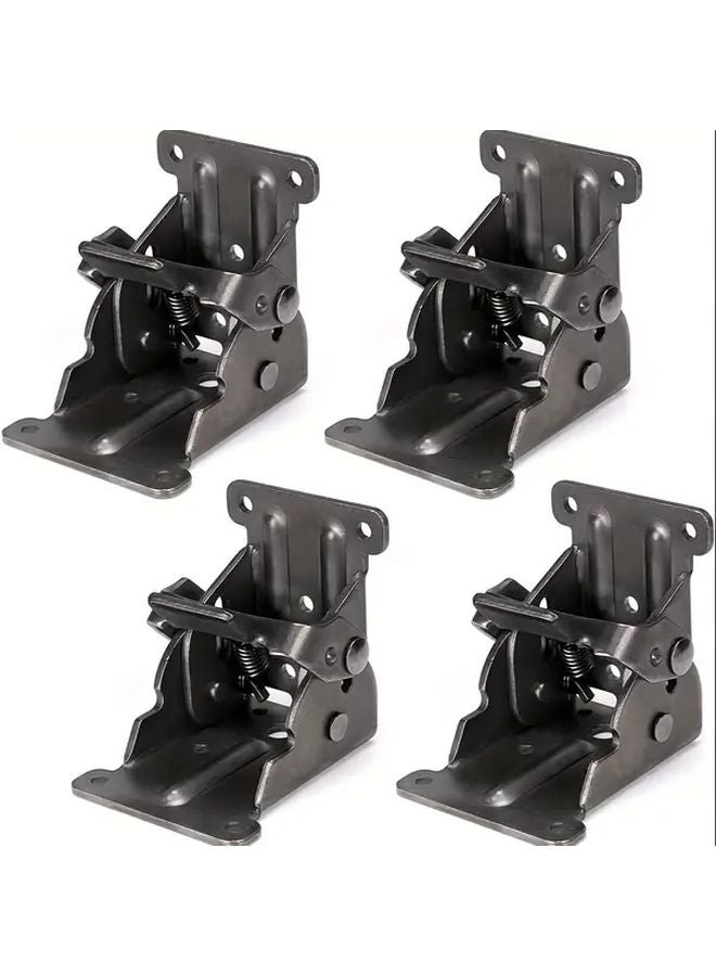4 Pack Black Heavy Duty Steel Folding Brackets 500lb Capacity With Screws - Image 2