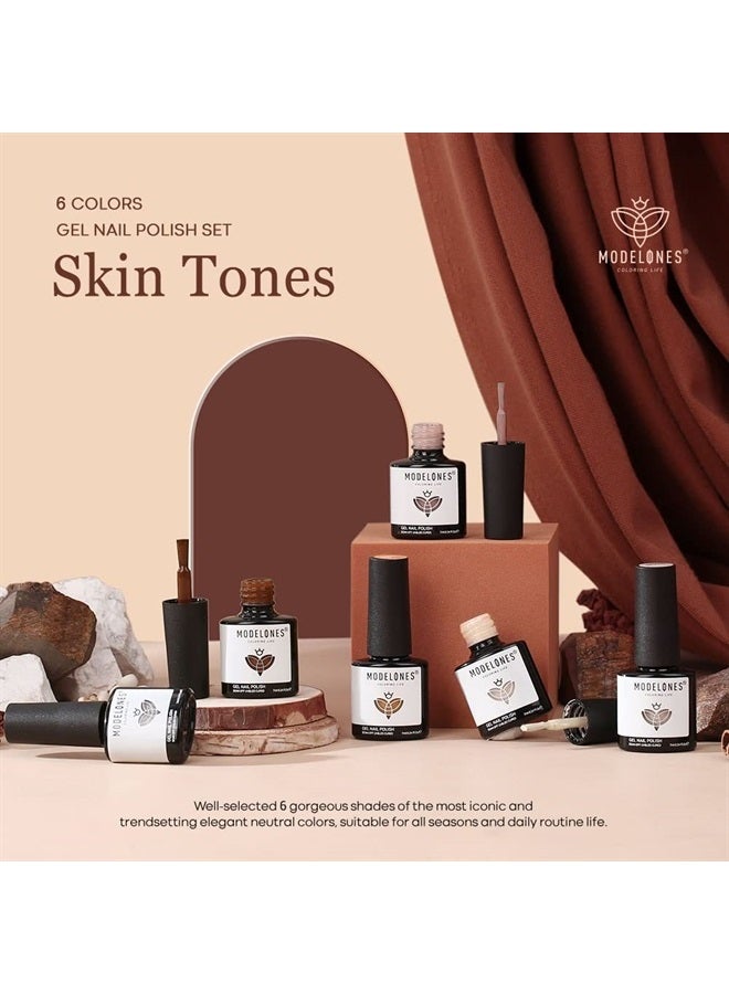 modelones Gel Nail Polish Set - 6 Colors Nude Brown White Skin Tone Neutral Beige Tan Taupe Gel Nail Polish Kit Popular All Seasons Summer Soak Off Nail Art Manicure DIY Salon at Home Gifts for Women - Image 3