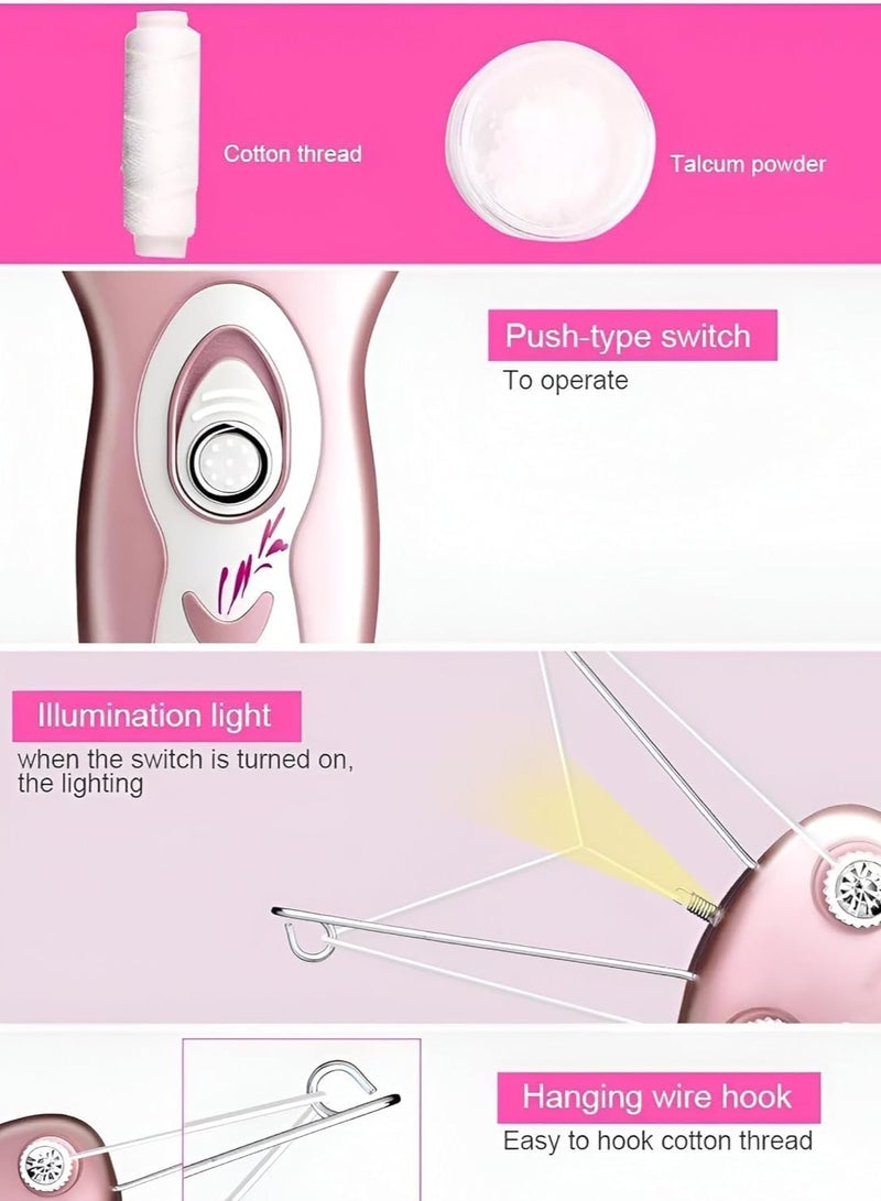 Daling Electric Cotton Thread Epilator for Women – Automatic Facial Hair Remover for Fine Hairs on Face, Chin, Upper Lip, and Arms (Pink) - Image 3
