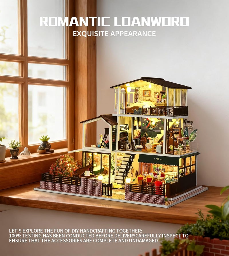 Spilay Polished safe edge DIY Miniature House Furniture Kit, Mini Handmade Large Japanese Courtyard Model Plus With & Music Box, 1:24 Scale Creative Dollhouse Toy for Adults Gift (Romantic) All environment compatible - Image 4
