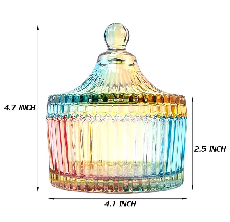 EWEIGEER Colorful Crystal Glass Candy Snack Barrel Storage Jar Embossed Luxury Cookie Buffet Canister With Lids Jewelry Box Jar Biscuit Containers - Image 3