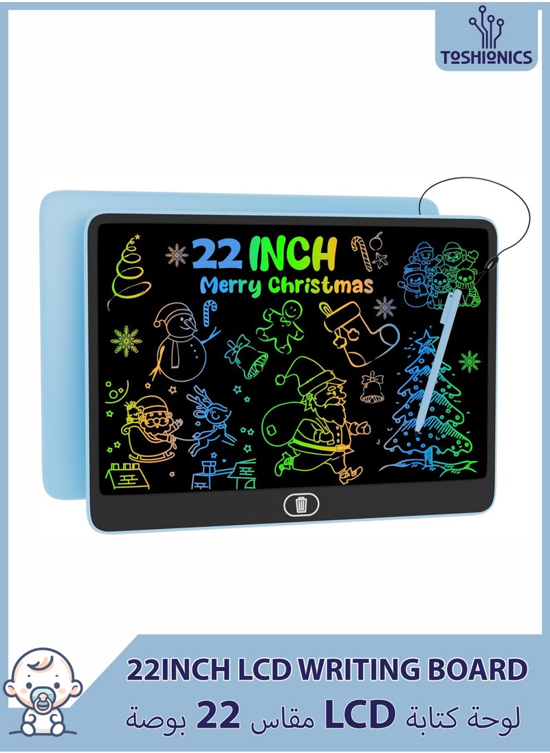 Toshionics 22 Inch LCD Writing Drawing Tablet Pad for Kids Children’s Toddlers Early Education Development Colorful Digital Travel Road trip Activity Car Toy Preschool Learning Tool Doodle Board Classroom Activity Pad LCD E-Writer Sketch Electronic Note Pad Perfect Gift for Birthday Christmas Eid Easter Holidays New Year Graduation Back to School Supplies Stocking Stuffer for Kids Home and Office Memo Pad Reminder Board  - Image 1