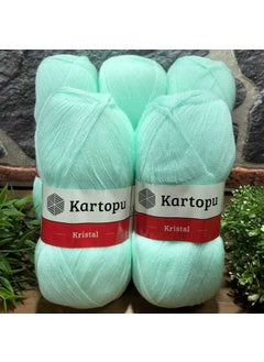 Kartopu Kristal K1537 5 Pieces Fiber Yarn Hand Knitting Yarn Water Green 