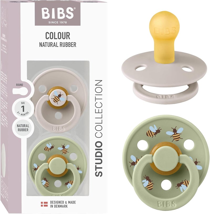 BIBS Studio Colour Pacifier 2 Pack - Bumblebee Design - Image 1