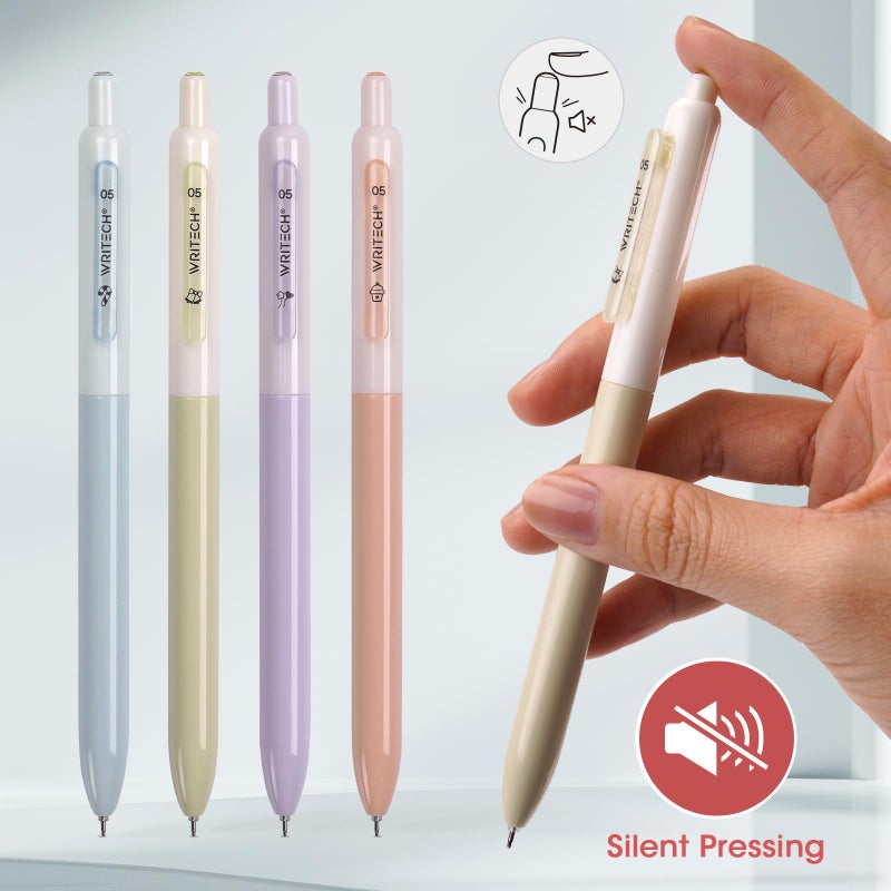 WRITECH Gel Pens Fine Point: 0.5mm Retractable Fine Point Smooth Writing Pen Set No Smear Black Ink Silent Click 4ct for Journaling - Image 3