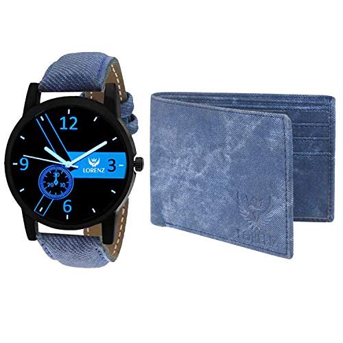 LORENZ Men's Gift Combo Set Of Watch, Wallet & A Gift Box|Cm-2014Wl-05, Analogue, Black, Blue - Image 2