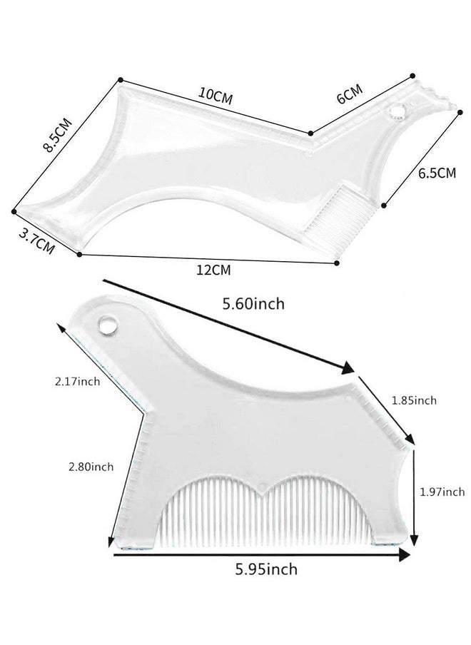 2Pcs Men'S Beard Shaping Tool Template Beard Guide Shaper With Inbuilt Comb Multiliner Edges Shave For Curve/Straight/Neckline/Goatee/Sideburns (Clear2Pcs)