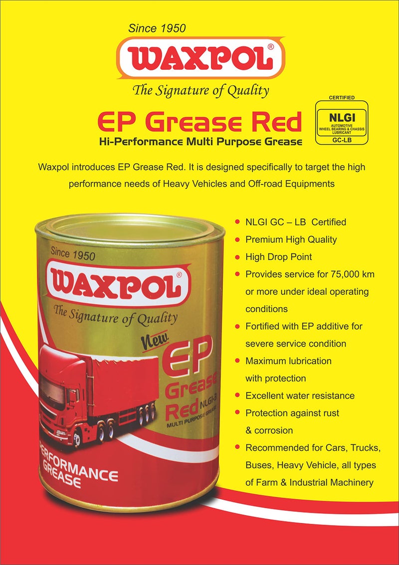 Waxpol EP Grease Red NLGI 3 Multi-Purpose Gel Grease 1 Kg | Extreme Pressure Grease for Automotive, Industrial, Bearings & Chassis - Image 4