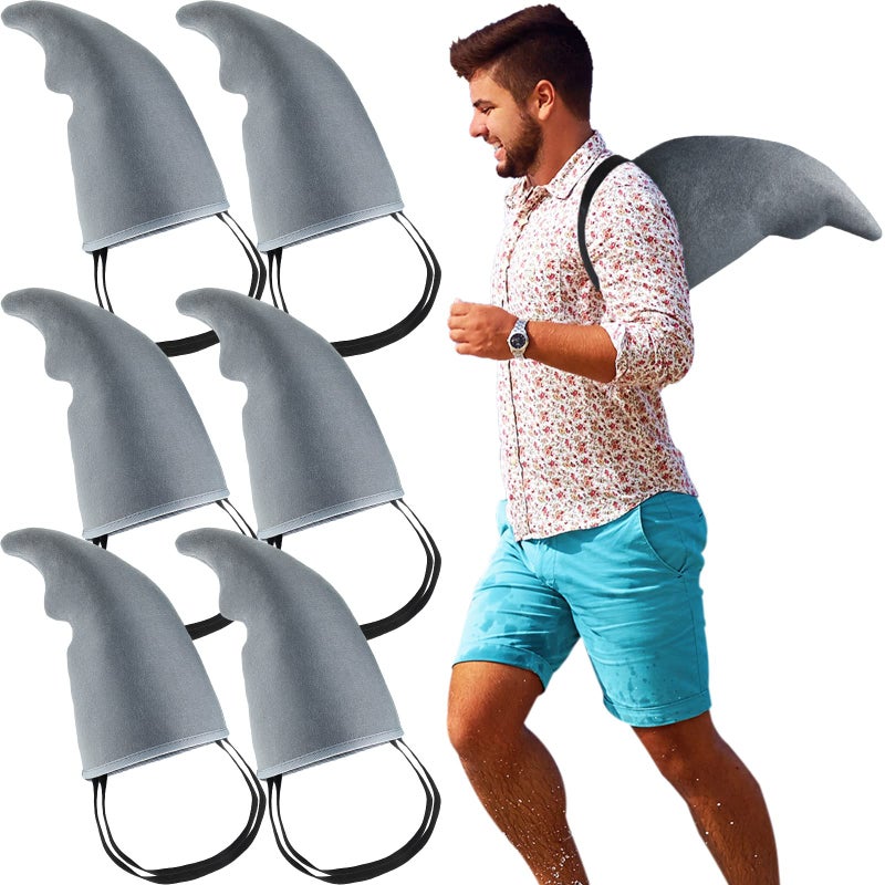 Lewtemi Lewtemi 6 Pcs Shark Fin Costume Gray Cute Easy to Wear Shark Accessories Costume Props for Adults Cosplay Supplies 