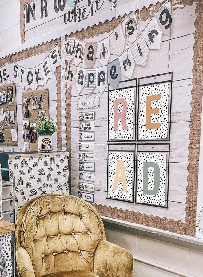 PLKMN Boho Classroom Read Decor Set of 4 - Reading Nook Decor, Modern Neutral Classroom Reading Corner Decor, Polka Dot Wall Art Prints Decor for Library Reading Area, 8x10 (Unframed) - Image 5