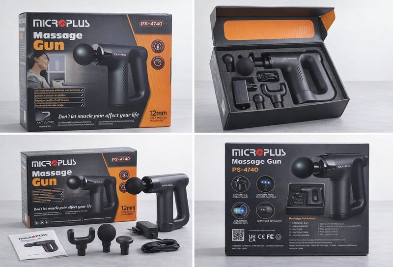 Micro Plus Massage Gun PS-4740 – Professional Deep Muscle Therapy Device (12mm Amplitude)