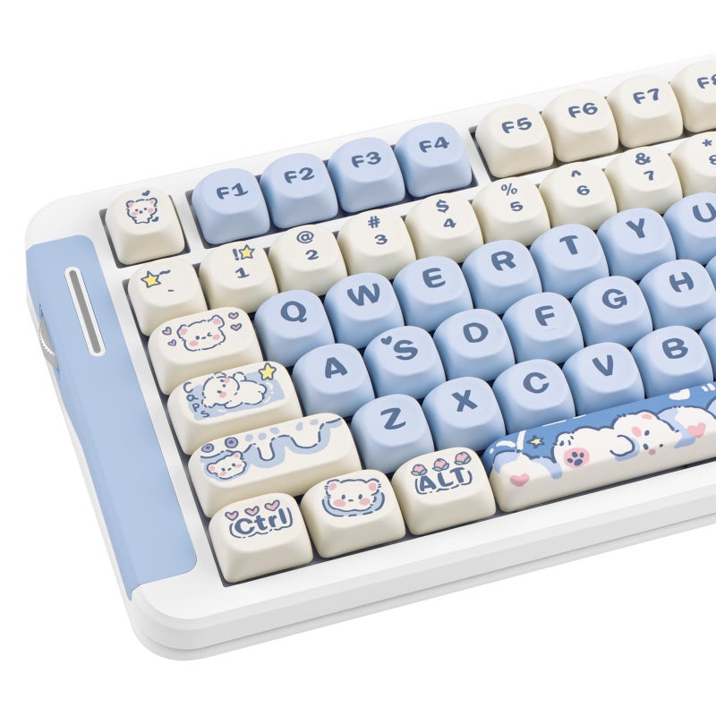 COOMICKEY PBT Keycaps, MOA Profile Cute Blue White Keycaps, Kawaii Dye Sublimation Keycap, 132 Keys Keycap Set for Cherry Gateron MX Switches Keyboards Custom Keyboard 60 65 75 100 Percent - Image 1