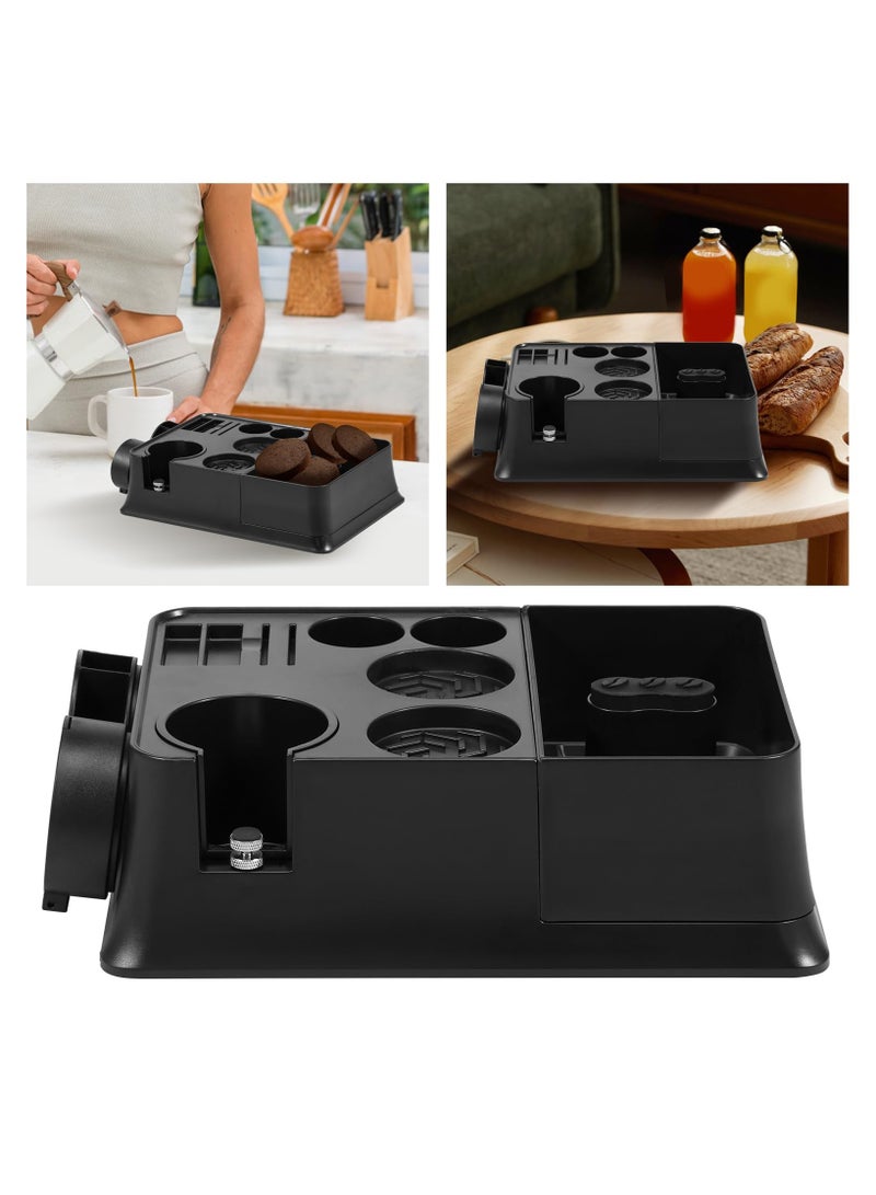 SYOSI Espresso Coffee Organizer Box, Espresso Knock Box Adjustable Espresso Tamping Station, Coffee Tamper Holder Coffee Tamper Stand Detachable Dump Bin for 51-54mm Espresso Tamper Distributor  - Image 1