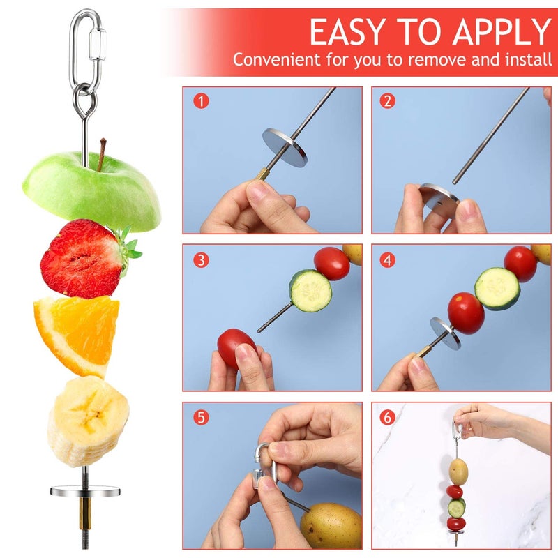 Weewooday 3 Pcs Bird Food Holder Bird Feeder Toy Stainless Steel Fruit Kabob Clip Treats Cage Skewer Foraging Hanging Parrot Small Animal Vegetable Stick Tool Feeder for Parakeet Cockatoo Cockatiel - Image 4