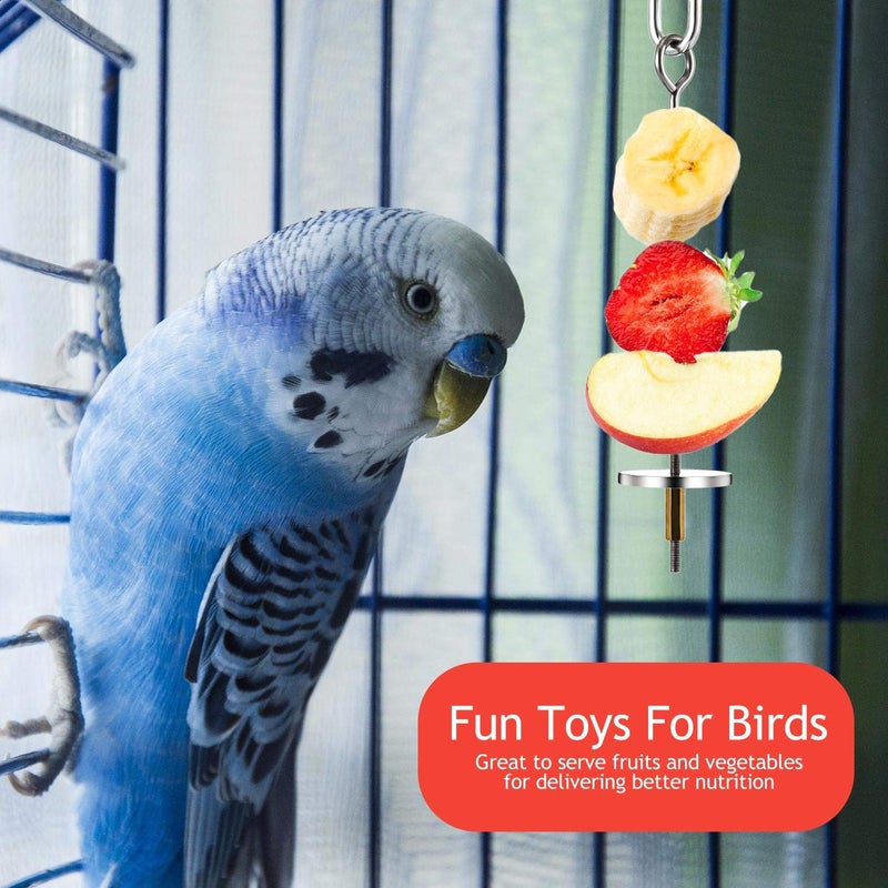 Weewooday 3 Pcs Bird Food Holder Bird Feeder Toy Stainless Steel Fruit Kabob Clip Treats Cage Skewer Foraging Hanging Parrot Small Animal Vegetable Stick Tool Feeder for Parakeet Cockatoo Cockatiel - Image 5
