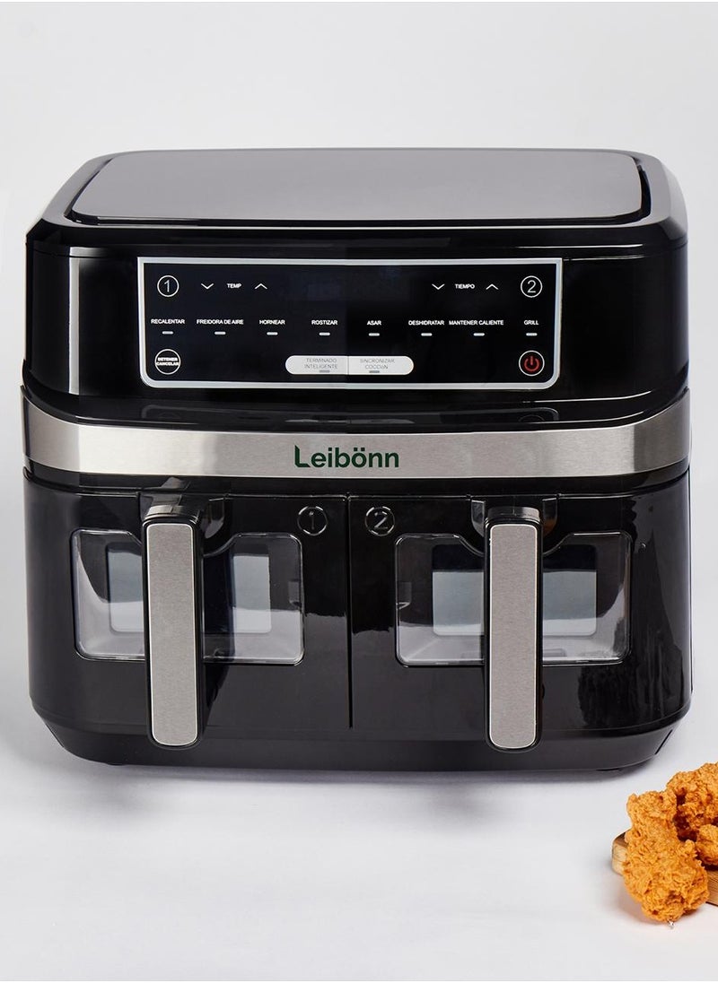 Leibonn مقلاة هوائية رقمية ثنائية المنطقة، 2 درج، 9 لتر، مجهزة بتقنية VORTEX Air Frying، 6 في 1، لا تستخدم الزيت، أقصى درجة هش، تحميص، خبز، إعادة تسخين، تجفيف، طهي 10 أجزاء، سلال غير لاصقة آمنة للاستخدام في غسالة الأطباق  - Image 4