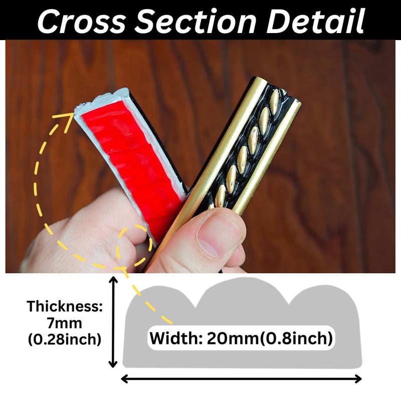 Maxiroc Peel and Stick Molding Trim Self Adhesive Flexible Wall Trim Crown Molding 3D Strip for Tile Wood Wall Panels Picture Mirror Frame Border Edge Corner Ceiling Wallpaper Decor (Black Gold, 120 inches) - Image 2