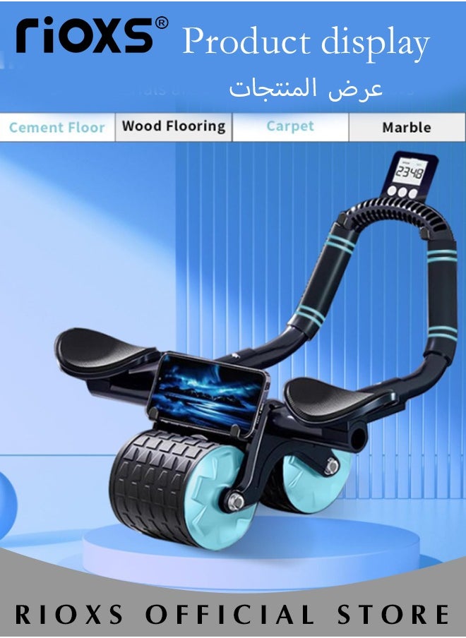 RIOXS Auto-Rebound Abdominal Wheel with Elbow Support for Men and Women Abdominal Roller Exercise Equipment with Smart Counter and Mobile Phone Holder and Pads  - Image 2