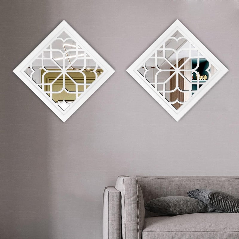 Wocred Set of 2 Mirrors Square Wall Mirror,Gorgeous Rustic Farmhouse Accent Mirror,White Color Entry Mirror for Bathroom Renovation,Bedrooms,Living Rooms and More(12”x12”) - Image 2