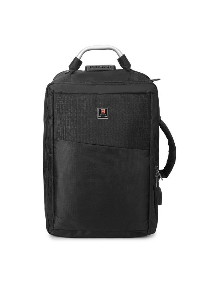 SWISS MILITARY حقيبة ظهر متعددة الاستخدامات 18 لتر من سويس ميلتاري مع آلية قفل، منفذ USB، جيب منظم، قسم للملابس، تناسب 15.6 بوصة، حقيبة سفر للرجال والنساء، سوداء - Image 3