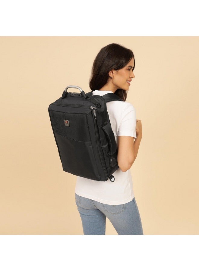 SWISS MILITARY حقيبة ظهر متعددة الاستخدامات 18 لتر من سويس ميلتاري مع آلية قفل، منفذ USB، جيب منظم، قسم للملابس، تناسب 15.6 بوصة، حقيبة سفر للرجال والنساء، سوداء - Image 2