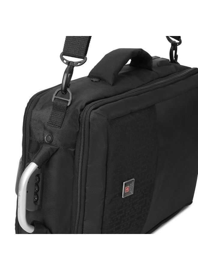 SWISS MILITARY حقيبة ظهر متعددة الاستخدامات 18 لتر من سويس ميلتاري مع آلية قفل، منفذ USB، جيب منظم، قسم للملابس، تناسب 15.6 بوصة، حقيبة سفر للرجال والنساء، سوداء - Image 5