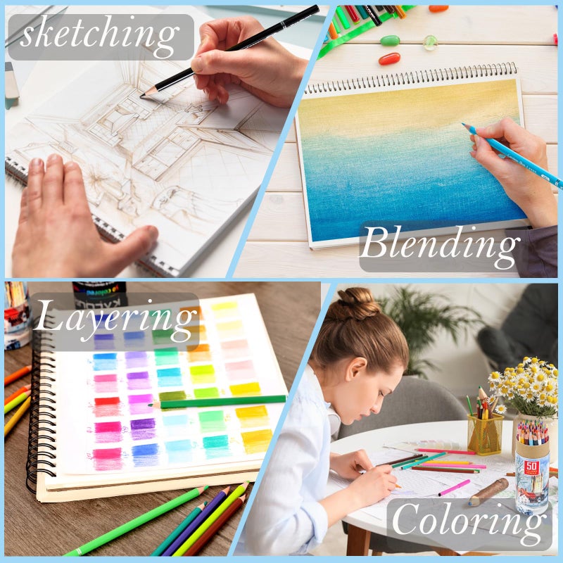 KALOUR Premium Colored Pencils,Set of 50 Colors,Artists Soft Core with Vibrant Color,Ideal for Layering Blending Shading,Color Pencils for Adults Beginners Coloring Bookâ€¦ - Image 4