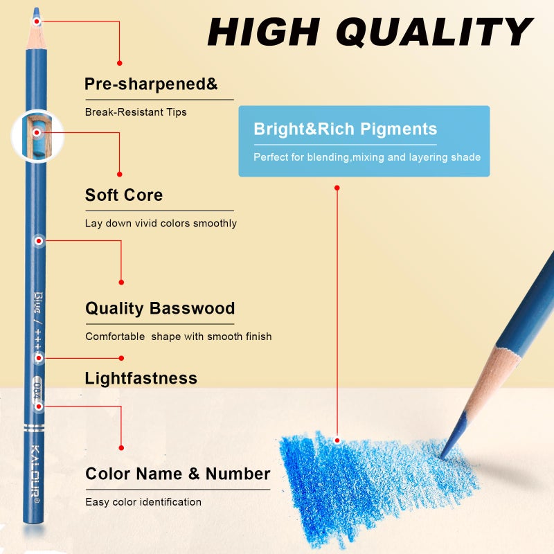 KALOUR Premium Colored Pencils,Set of 50 Colors,Artists Soft Core with Vibrant Color,Ideal for Layering Blending Shading,Color Pencils for Adults Beginners Coloring Bookâ€¦ - Image 3