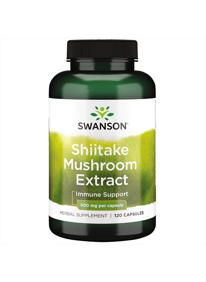 SWANSON Shiitake Mushroom Extract (4:1) 500 Milligrams 120 Capsules - Image 1