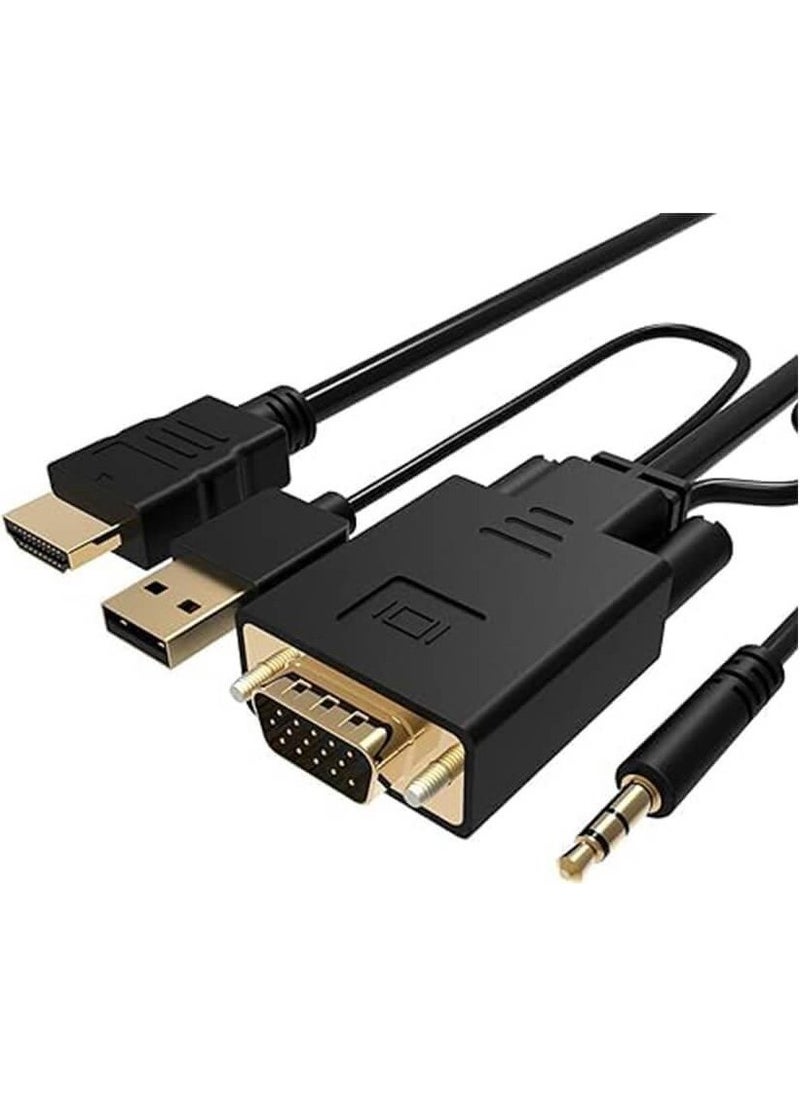 Koodmax - HDMI To VGA Cable 3.5mm Audio and USB Power Supported - 1080P - 2 Meters  - Image 1