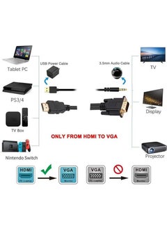 Koodmax - HDMI To VGA Cable 3.5mm Audio and USB Power Supported - 1080P - 2 Meters  - Image 3