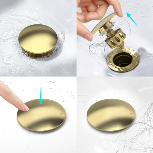 KAIYING Pop Up Drain, Bathroom Sink Drain Stopper with Overflow, Vessel Sink Drain Assembly with Detachable Basket Stopper, Anti-Explosion and Anti-Clogging Drain Strainer (Brushed Champagne Gold) - Image 2
