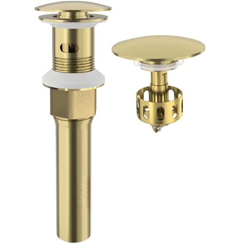 KAIYING Pop Up Drain, Bathroom Sink Drain Stopper with Overflow, Vessel Sink Drain Assembly with Detachable Basket Stopper, Anti-Explosion and Anti-Clogging Drain Strainer (Brushed Champagne Gold) - Image 1