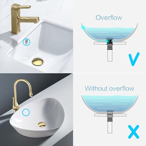 KAIYING Pop Up Drain, Bathroom Sink Drain Stopper with Overflow, Vessel Sink Drain Assembly with Detachable Basket Stopper, Anti-Explosion and Anti-Clogging Drain Strainer (Brushed Champagne Gold) - Image 5