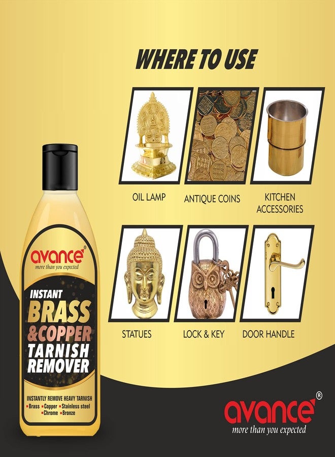 Avance Brass and Copper Tarnish Remover (Metal Cleaner), Powerful Organic Formula for Chrome, Copper, Brass, Bronze, Nickel and Stainless Steel. All Metal Cleaning Liquid Polish (210ml x 2) - Image 5