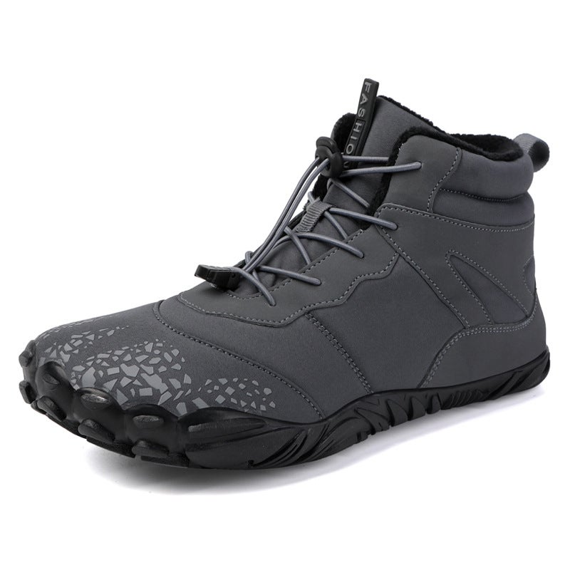 Fleece-Lined Waterproof Non-Slip Cotton Shoes Five-Finger Snow Shoes Warm Couple High-Top Cotton Boots - Image 3