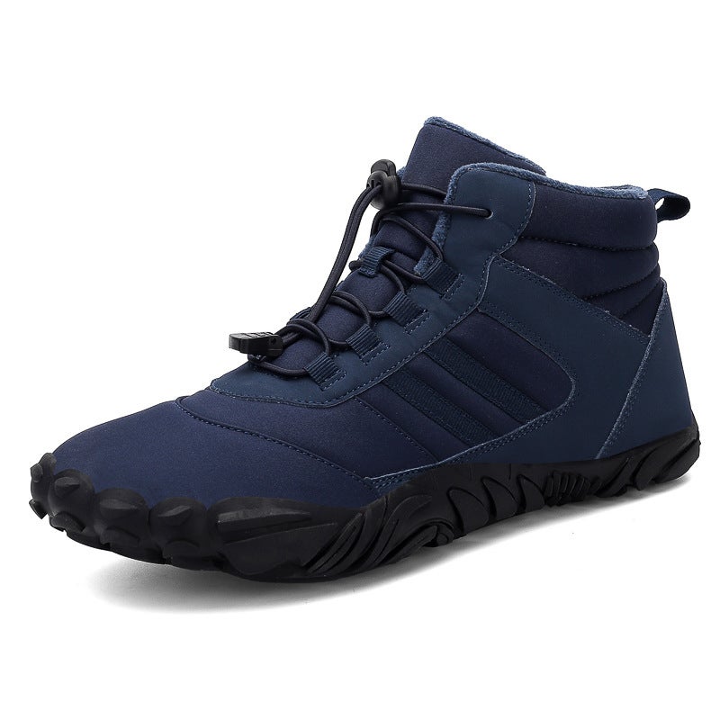 Fleece-Lined Waterproof Non-Slip Cotton Shoes Five-Finger Snow Shoes Warm Couple High-Top Cotton Boots - Image 1